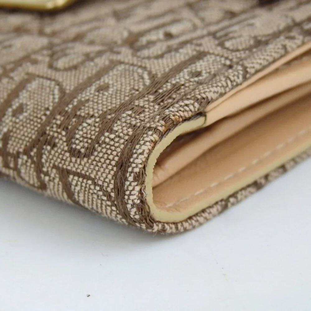 Authentic Christian Dior 02LU 1023 Trotter wallet Nylon jacquard/leather [Used]